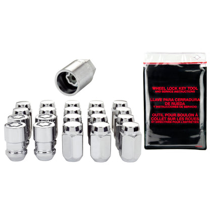 McGard 5 Lug Hex Install Kit w/Locks (Cone Seat Nut) M12X1.5 / 13/16 Hex / 1.5in. Length - Chrome.
