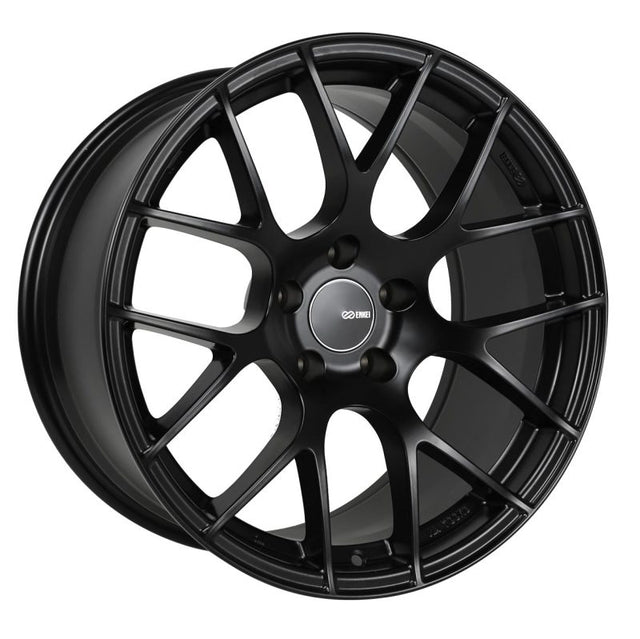 Enkei Raijin 18x8 45mm Offset 5x100 Bolt Pattern Matte Black Wheel.
