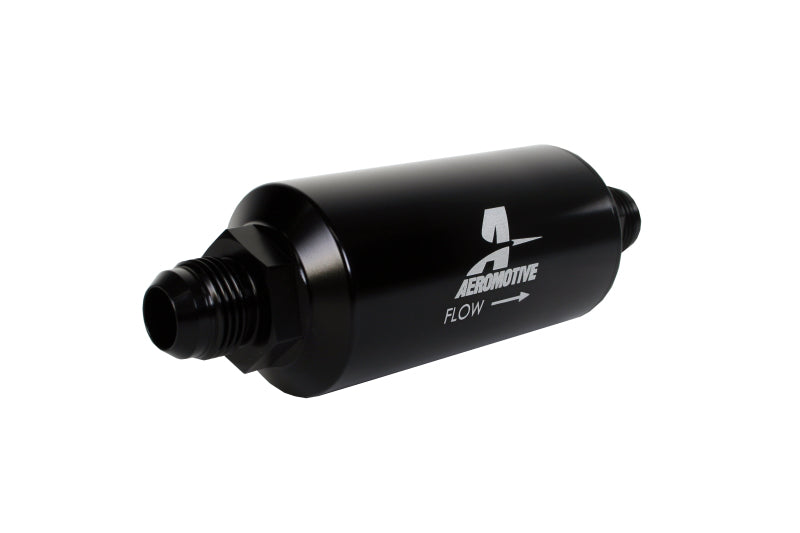 Aeromotive In-Line Filter - AN -10 size Male - 10 Micron Microglass Element - Bright-Dip Black.