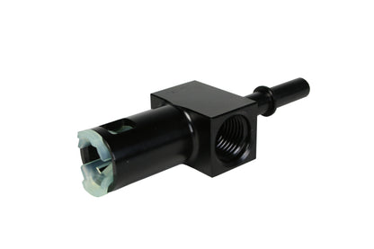 Aeromotive 5/16in Quick Connect with AN-06 port and 1/8in gauge port.