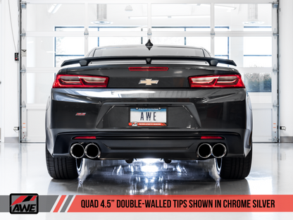 AWE Tuning 16-19 Chevrolet Camaro SS Axle-back Exhaust - Track Edition (Quad Chrome Silver Tips).