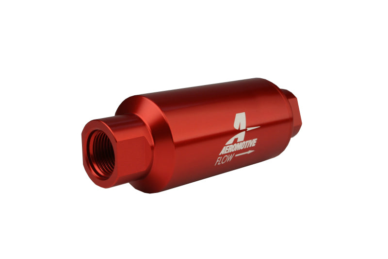 Aeromotive In-Line Filter - AN-10 size - 40 Micron SS Element - Red Anodize Finish.