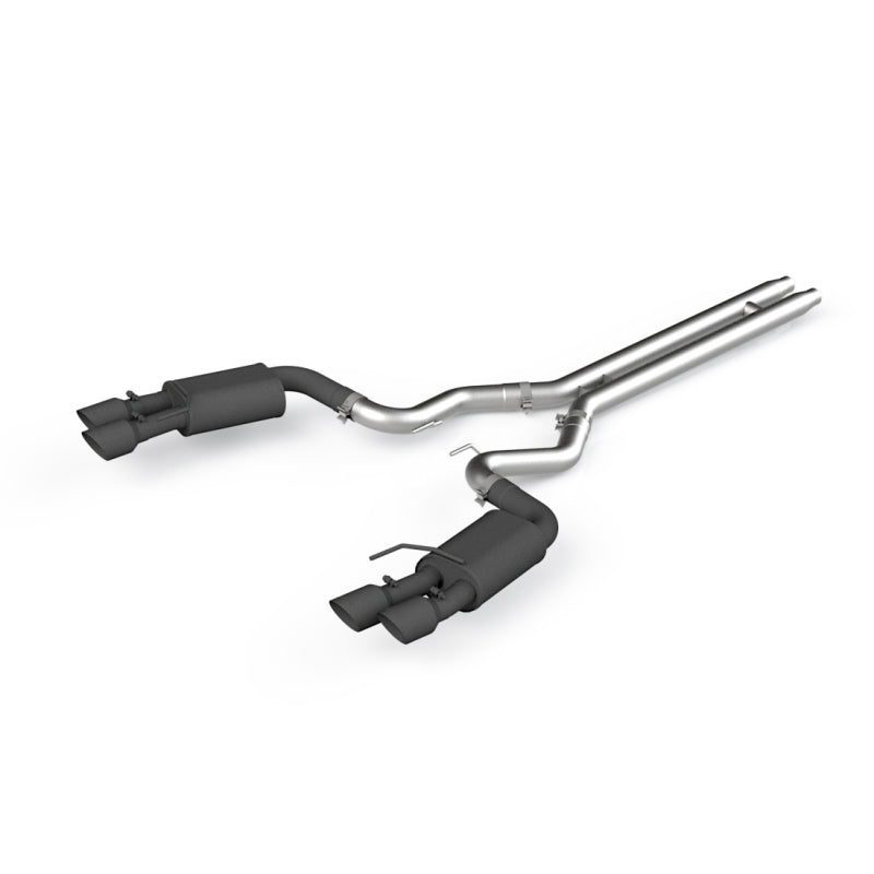 MBRP 18-19 Ford Mustang GT 5.0 3in Dual Split Rear Cat Back w/ Quad 4in Dual Wall Tips- Black Coated.