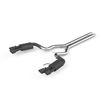 MBRP 18-19 Ford Mustang GT 5.0 3in Dual Split Rear Cat Back w/ Quad 4in Dual Wall Tips- Black Coated.