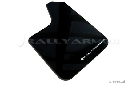 Rally Armor Universal fitment (no hardware) UR Black Mud Flap w/ White Logo.