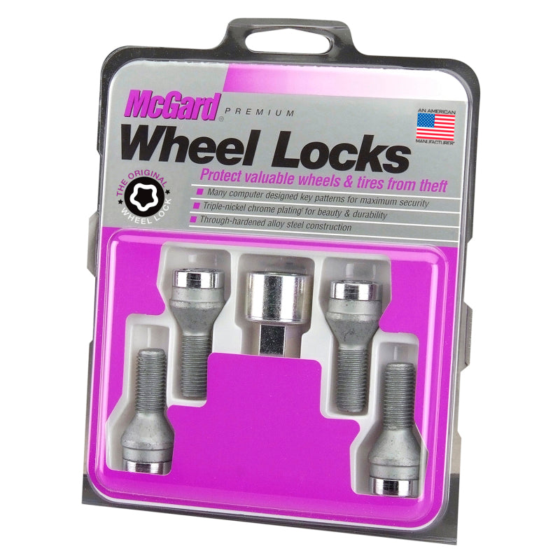 McGard Wheel Lock Bolt Set - 4pk. (Cone Seat) M12X1.25 / 19mm Hex / 25.6mm Shank Length - Chrome.