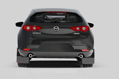 Rally Armor 2019+ Mazda3 GT Sport Hatch UR Red Mud Flap w/ White Logo.