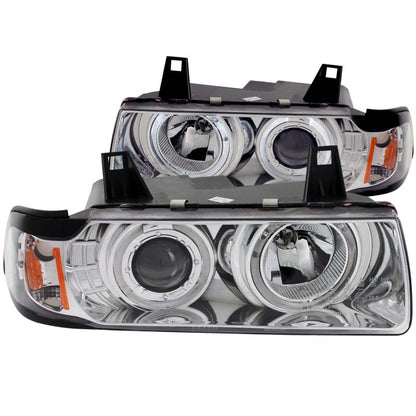 ANZO 1992-1998 BMW 3 Series E36 Projector Headlights w/ Halo Chrome G2 1 pc.