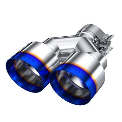 MBRP Burnt End Tip 2.5 ID Dual 4 OD Out 9.55 length Single wall 304 Stainless Steel Pass Side.