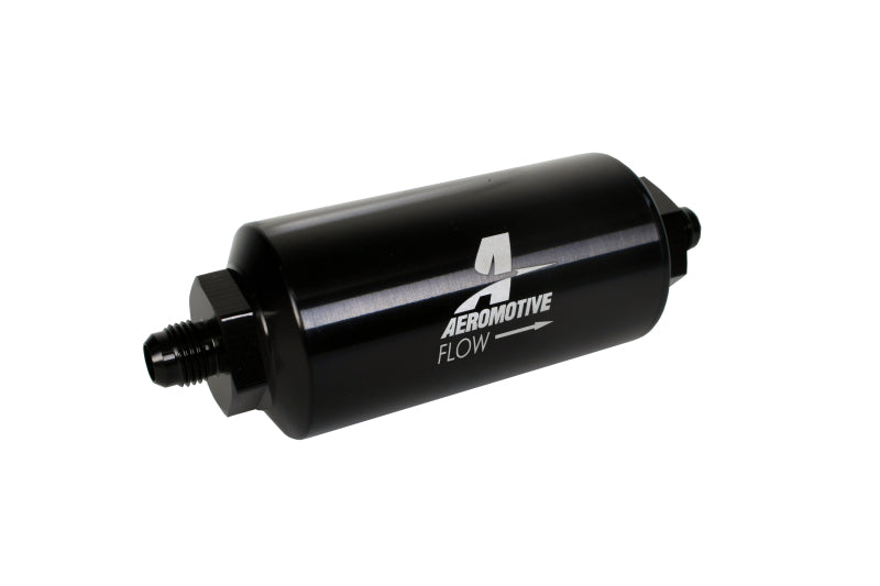 Aeromotive In-Line Filter - (AN-6 Male) 10 Micron Microglass Element Bright Dip Black Finish.