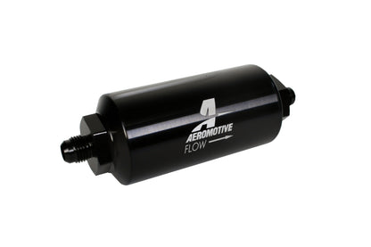Aeromotive In-Line Filter - (AN-6 Male) 10 Micron Microglass Element Bright Dip Black Finish.
