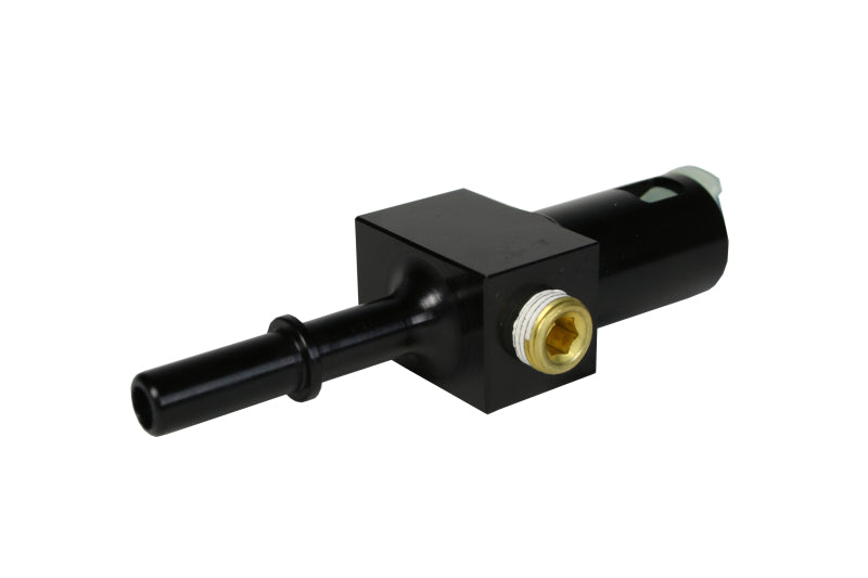 Aeromotive 5/16in Quick Connect with AN-06 port and 1/8in gauge port.