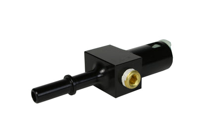 Aeromotive 5/16in Quick Connect with AN-06 port and 1/8in gauge port.