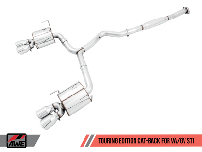 AWE Tuning Subaru STI VA / WRX GV / STI GV Sedan Touring Edition Exhaust - Chrome Silver Tip (102mm).