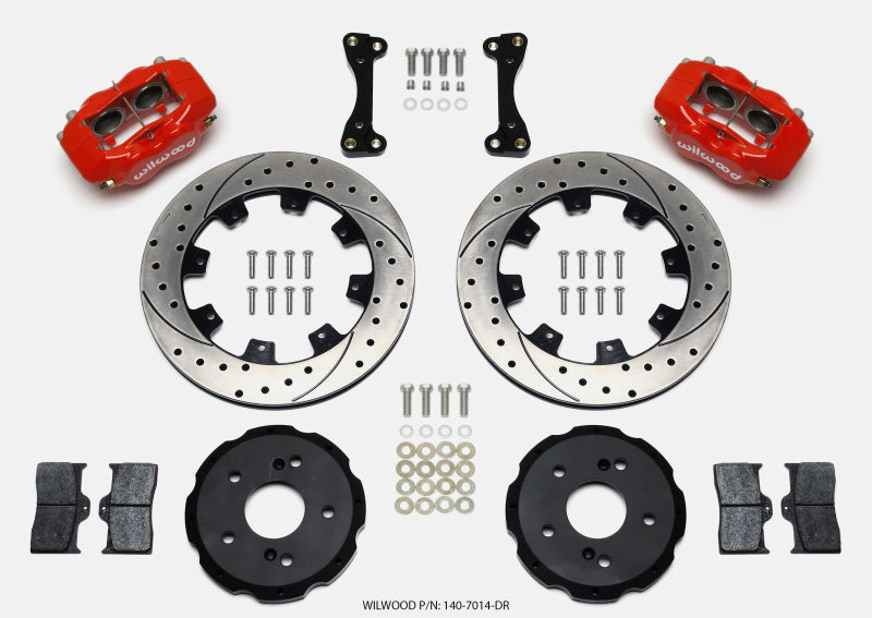 Wilwood Forged Dynalite Front Hat Kit 12.19in Drilled Red 02-06 Acura RSX-5 Lug.