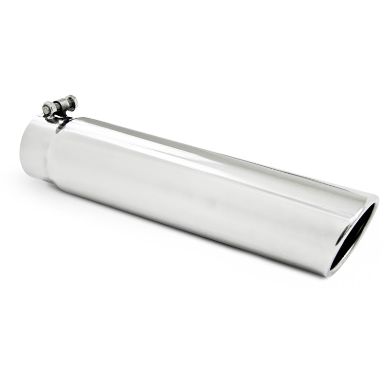 MBRP Universal Tip 3.5in OD 3in Inlet 16in L Angled Cut Rolled End Clampless-No Weld T304.