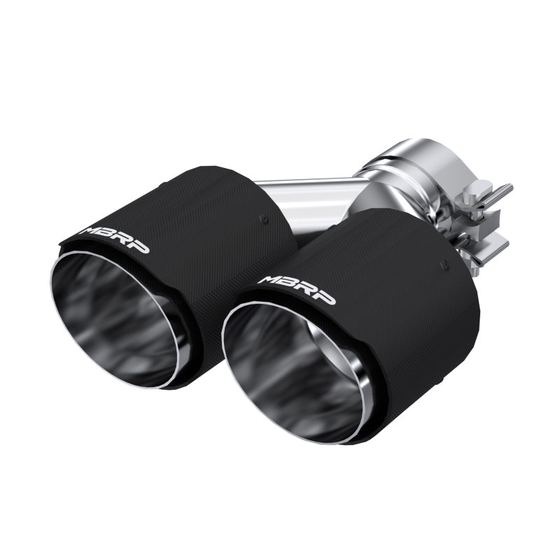MBRP Universal Carbon Fiber Dual Tip 4in OD/2.5in Inlet.