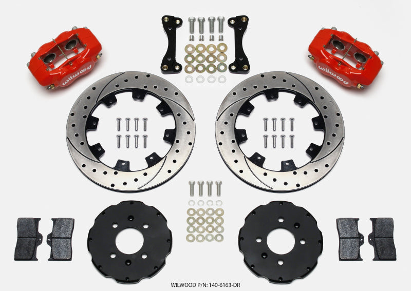 Wilwood Forged Dynalite Front Hat Kit 12.19in Drilled Red 94-01 Honda/Acura w/262mm Disc.