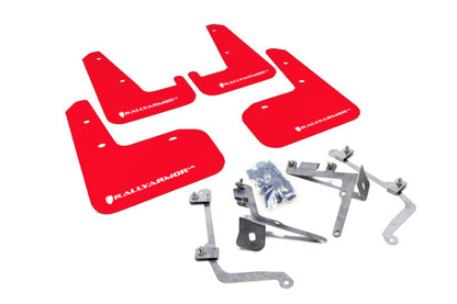 Rally Armor 11+ STI/WRX Sedan Only UR Red Mud Flap w/ White Logo.