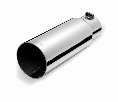 Gibson Rolled Edge Angle-Cut Tip - 4in OD/2.5in Inlet/12in Length - Stainless