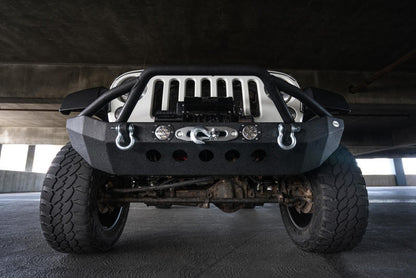 DV8 Offroad 07-18 Jeep Wrangler JK/JL FS-8 Mid Length Steel Front Bumper w/ LED Lights