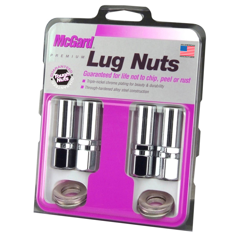 McGard Hex Lug Nut (Drag Racing X-Long Shank) 1/2-20 / 13/16 Hex / 2.475in. Length (4-Pack) - Chrome.