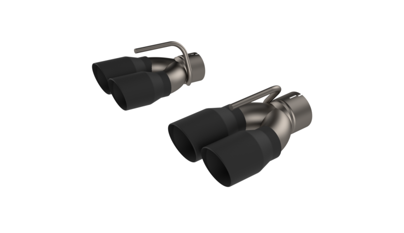 QTP 15-18 Dodge Challenger 6.2L/6.4L 304SS Screamer Exhaust 3in Quad Tip Adapter w/Black Tips.
