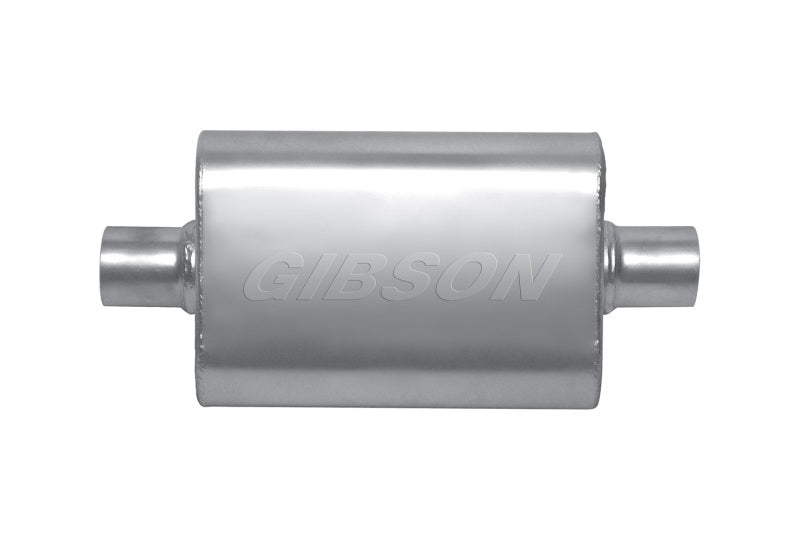 Gibson MWA Superflow Center/Center Oval Muffler - 4x9x14in/3in Inlet/3in Outlet - Stainless.