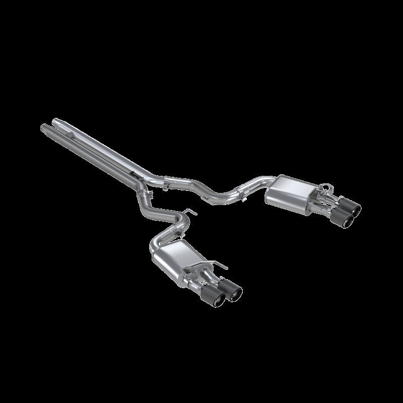 MBRP 18-20 Ford Mustang GT 5.0 w/ Quad Tip Active Exhaust Cat Back Split Rear T304 w/ Carb Fib Tips.