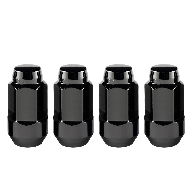 McGard Hex Lug Nut (Cone Seat Bulge Style) M14X1.5 / 22mm Hex / 1.945in. Length (4-Pack) - Black.