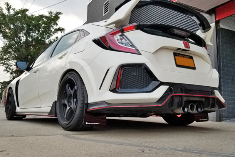 Rally Armor 17-18 Honda Civic Type R (Type R Only) UR Black Mud Flap w/ White Logo.