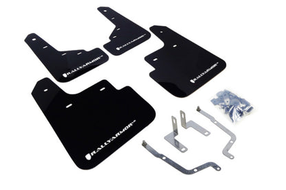 Rally Armor 2014+ Mazda3/Mazdaspeed3 UR Black Mud Flap w/ White Logo.