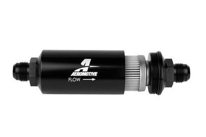 Aeromotive In-Line Filter - (AN-10) 100 Micron Stainless Steel Element Black Anodize Finish.
