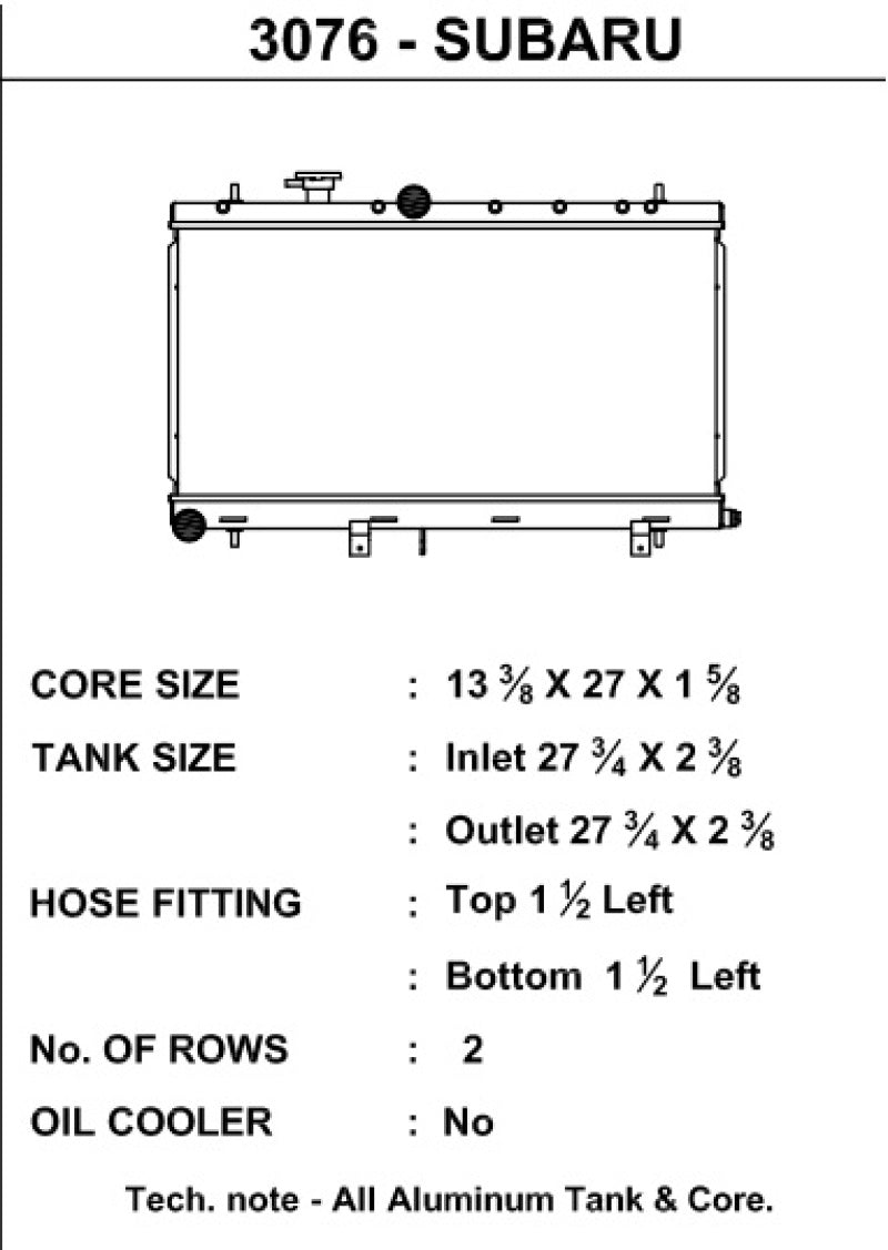 CSF 02-07 Subaru Impreza Radiator.