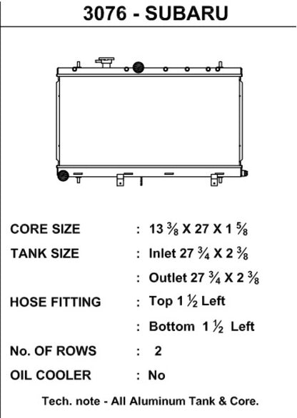 CSF 02-07 Subaru Impreza Radiator.