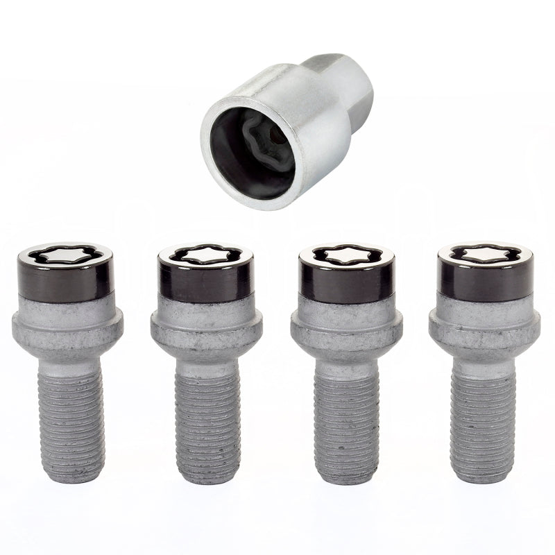 McGard Wheel Lock Bolt Set - 4pk. (Radius Seat) M14X1.5 / 17mm Hex / 27.0mm Shank Length - Black.