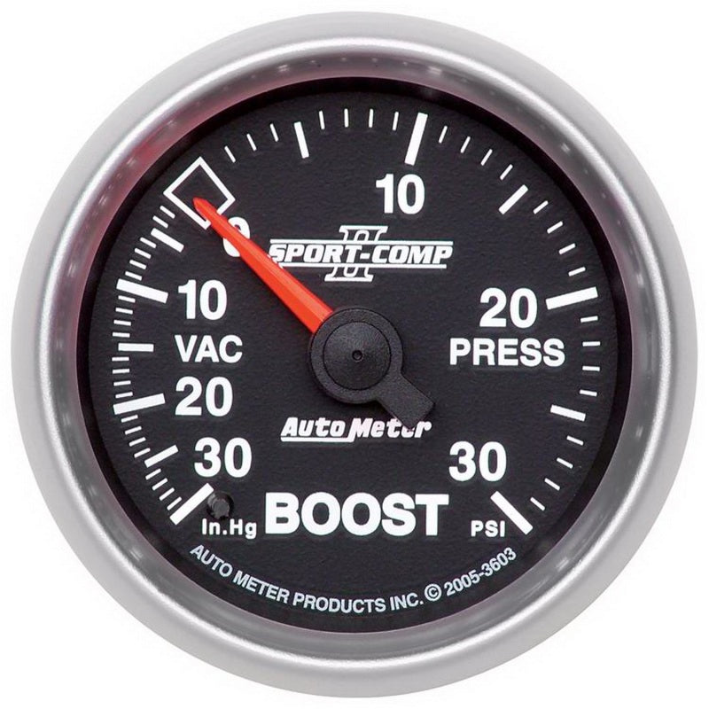 Autometer Sport-Comp II 52mm 30 PSI Mechanical Boost Vacumm Gauge.