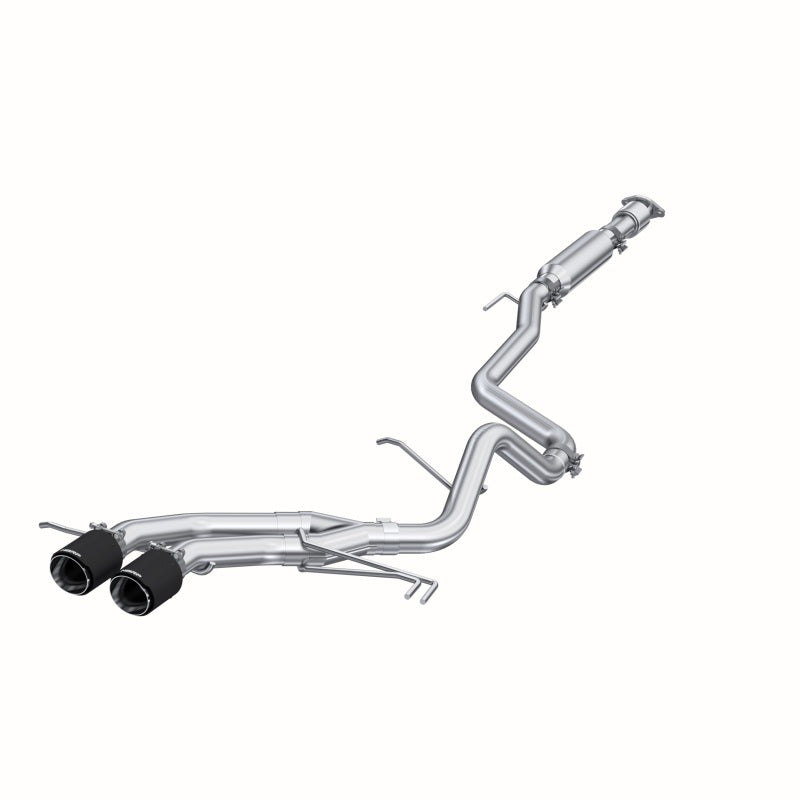 MBRP 13-18 Hyundai Veloster Turbo Dual Exit T409 2 1/2in Cat Back w/ Carbon Fiber Tips.