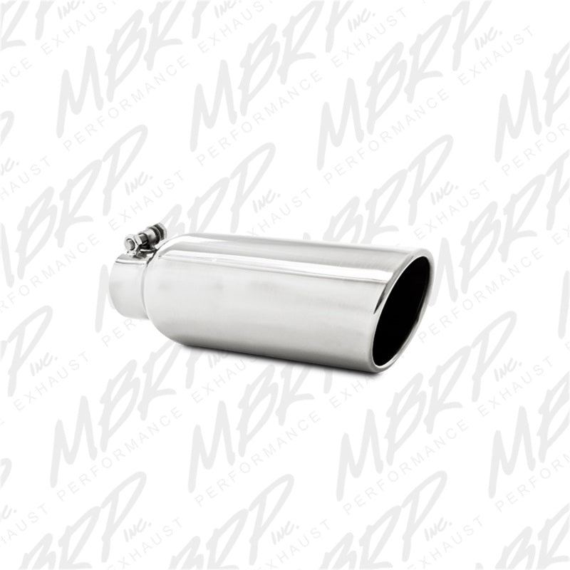 MBRP Universal Tip 4in OD 2.5in Inlet 12in Length Angled Cut Rolled End Clampless No-Weld T304.