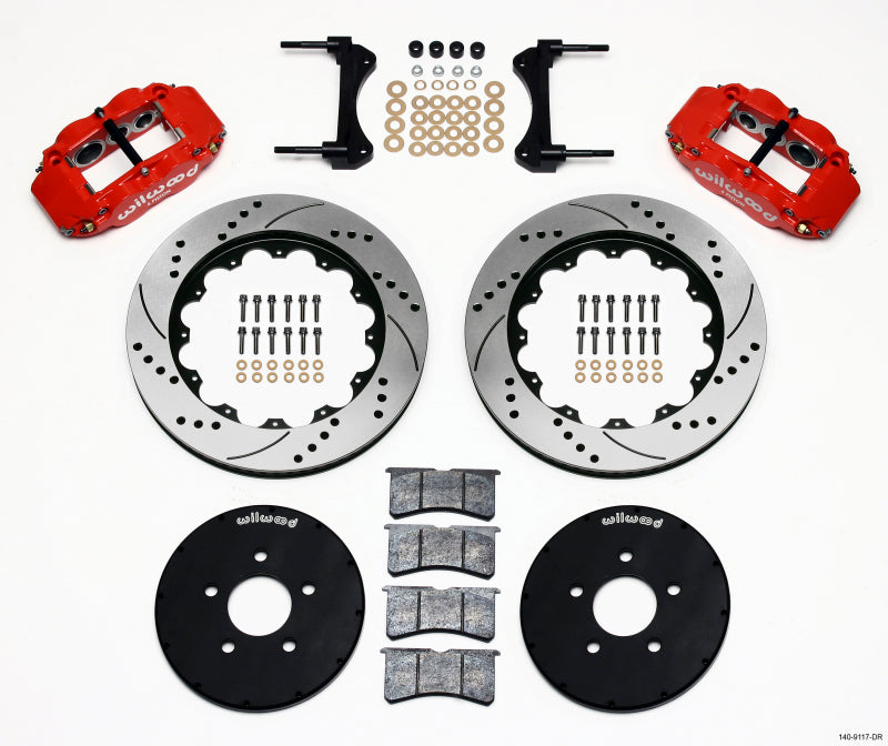Wilwood Narrow Superlite 6R Front Hat Kit 14.00in Drill Red 1994-2004 Mustang.