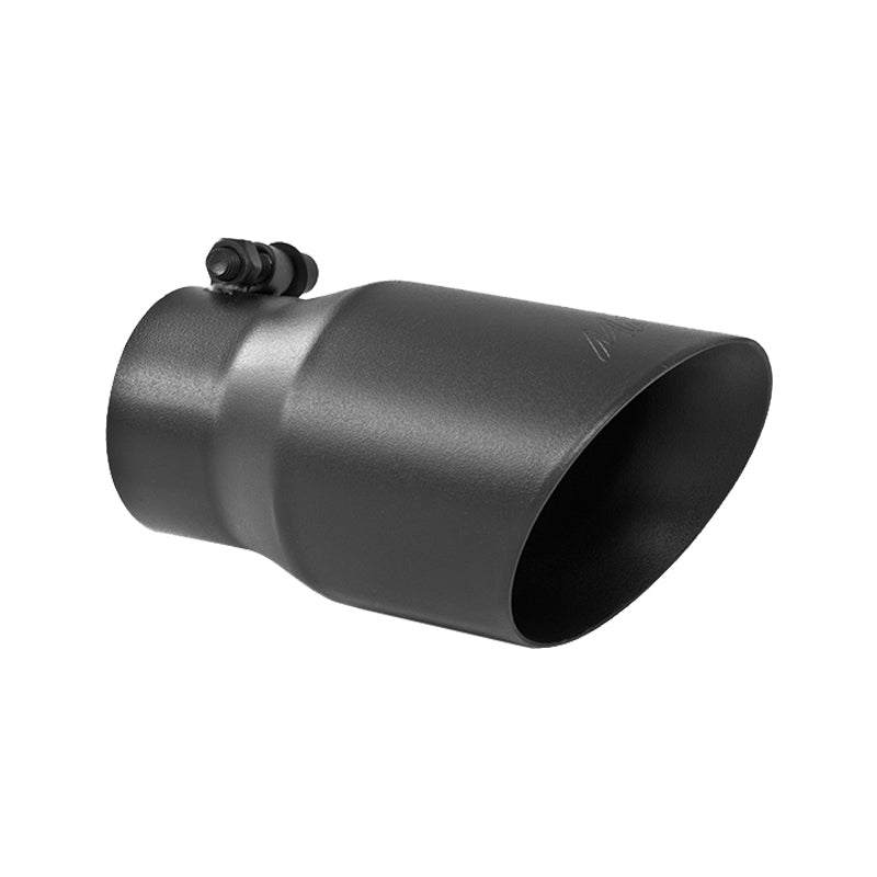 MBRP Tip 3in Round x 4in Inlet OD Dual Walled Angled Black Tip - Fits all 3in Exhausts.