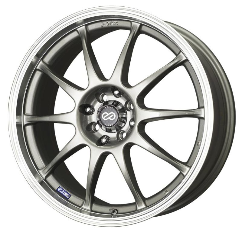 Enkei J10 16x7 5x112/114.3 38mm Offset 72.62mm Bore Dia Silver w/ Machined Lip Wheel.