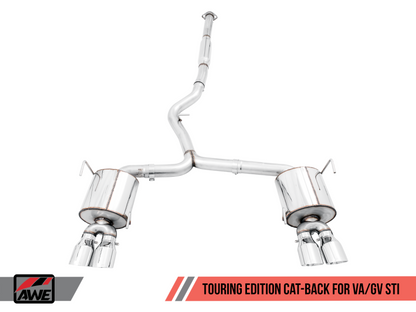 AWE Tuning Subaru STI VA / WRX GV / STI GV Sedan Touring Edition Exhaust - Chrome Silver Tip (102mm).