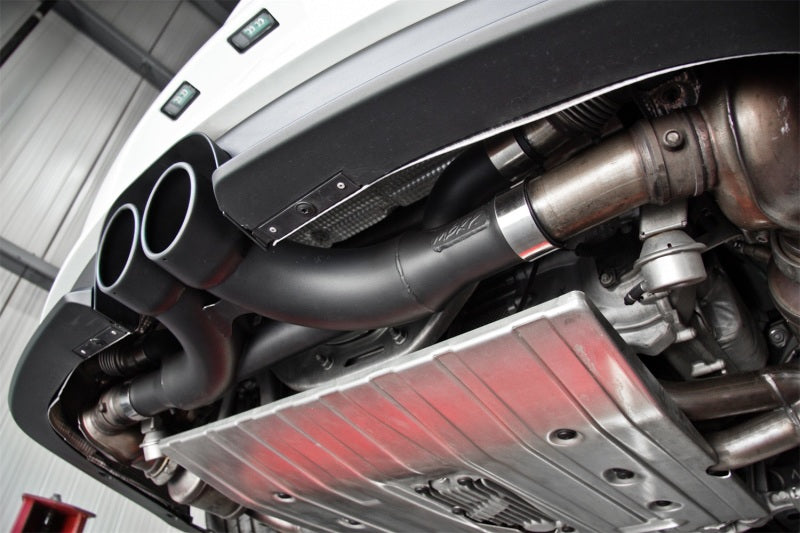 MBRP 14-15 Porsche GT3/GT3RS 3in Center Muffler Bypass 4in Tips - Black Coated.