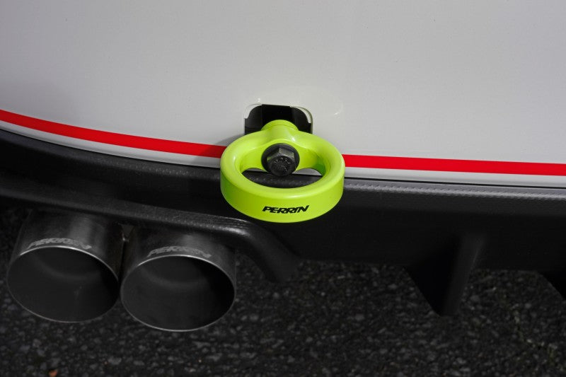 Perrin 15-19 Subaru WRX/STI Tow Hook Kit (Rear) - Neon Yellow.