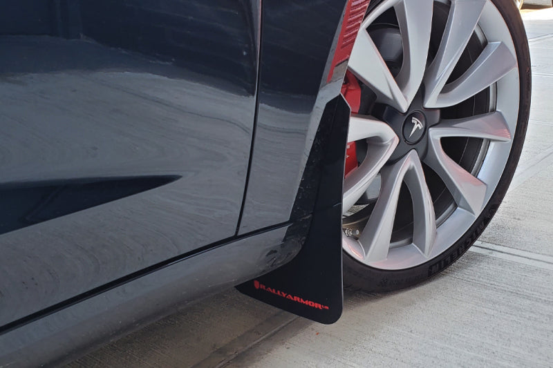 Rally Armor 17+ Tesla Model 3 UR Black Mud Flap w/ Blue Logo.