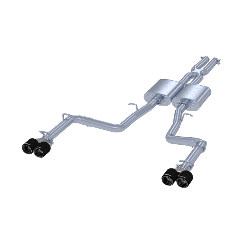MBRP 2015+ Dodge Challenger 3.6L SS 2.5in Quad Tip Split Rear Exit w/ Carbon Fiber Tips - T304.