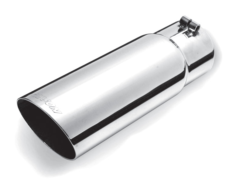 Gibson Round Single Wall Angle-Cut Tip - 4in OD/3.5in Inlet/12in Length - Stainless.