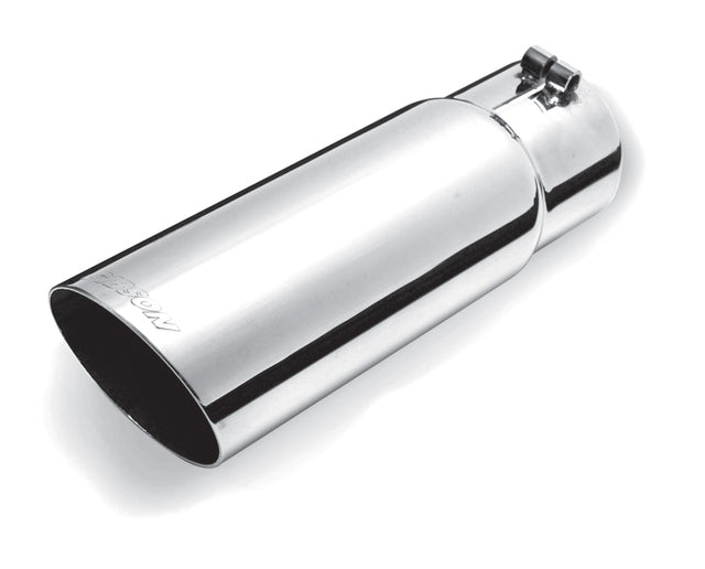 Gibson Round Single Wall Angle-Cut Tip - 4in OD/3.5in Inlet/12in Length - Stainless.