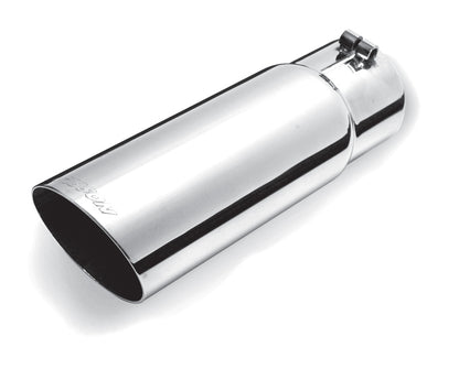 Gibson Round Single Wall Angle-Cut Tip - 4in OD/3in Inlet/12in Length - Stainless.